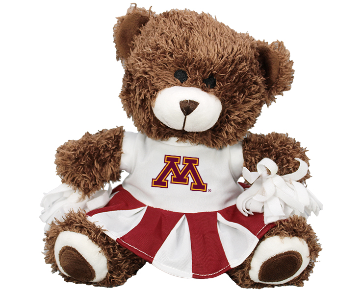 MINNESOTA GOLDEN GOPHERS PLUSH BEAR CHEERLEADER W DRESS CRIMSON