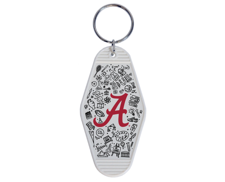 ALABAMA CRIMSON TIDE KEYCHAIN MOTEL WHT DOODLES