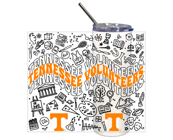 TENNESSEE VOLUNTEERS MUG TUMBLER SKINNY DOODLES