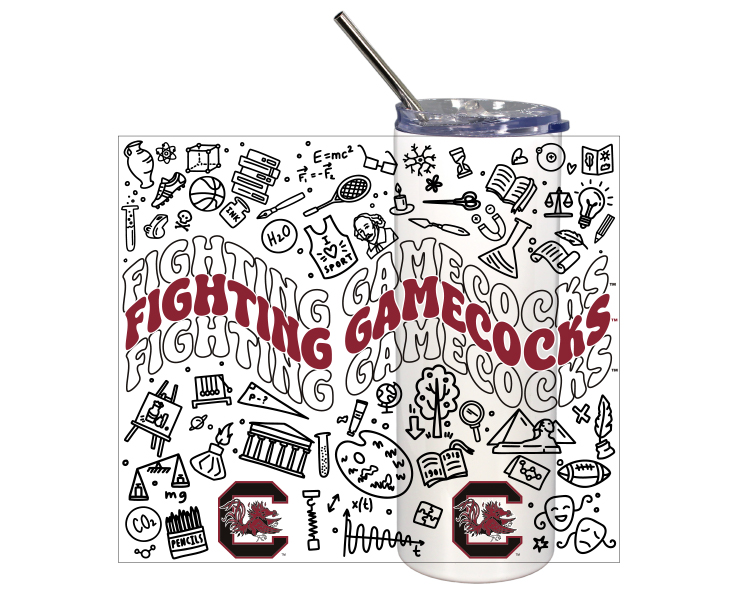 SOUTH CAROLINA GAMECOCKS MUG TUMBLER SKINNY DOODLES